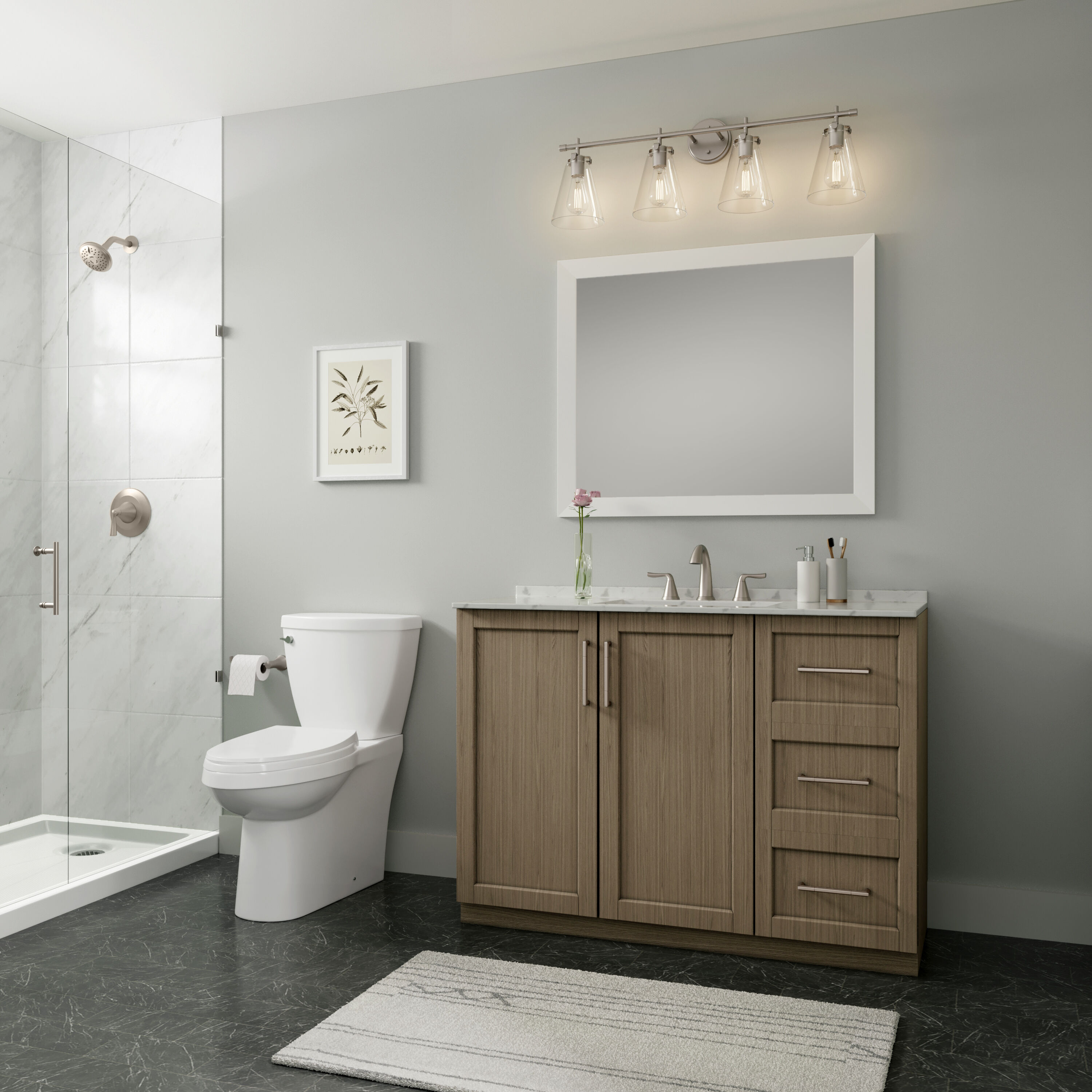 Aliza 4 Light 35 inch Brushed Nickel Vanity Light Wall Light